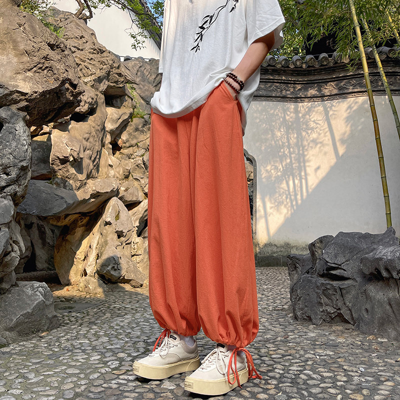 直筒宽松垂感高级风新中式夏季阔腿休闲长裤子-A1067TP38控59,男装休闲裤,电商B241