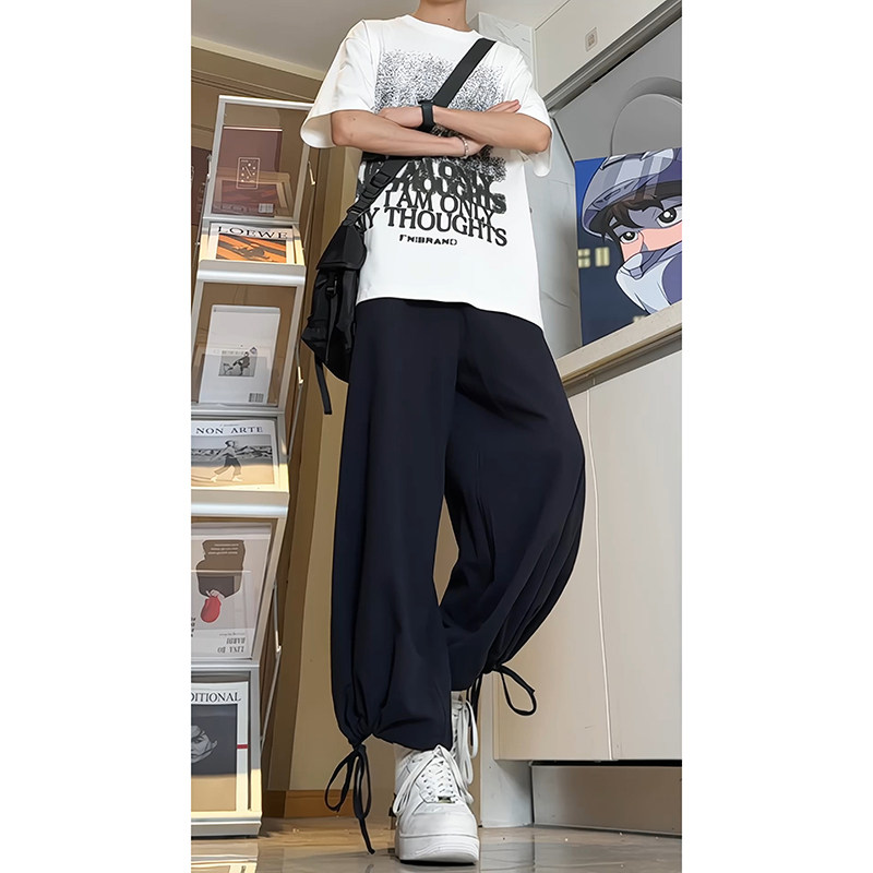 男士夏季潮牌风新中式裤子直筒阔腿系带束脚裤-A1067TP38控59,男装休闲裤,电商B241