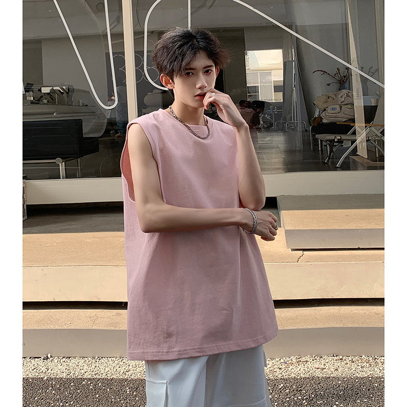 A532TP15-夏季新款2025坎肩无袖纯色运动背心打底衫短袖男生圆领,男装背心/马甲,电商B241
