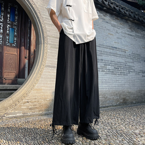 直筒宽松垂感高级风新中式夏季阔腿休闲长裤子-A1067TP38 控59图片