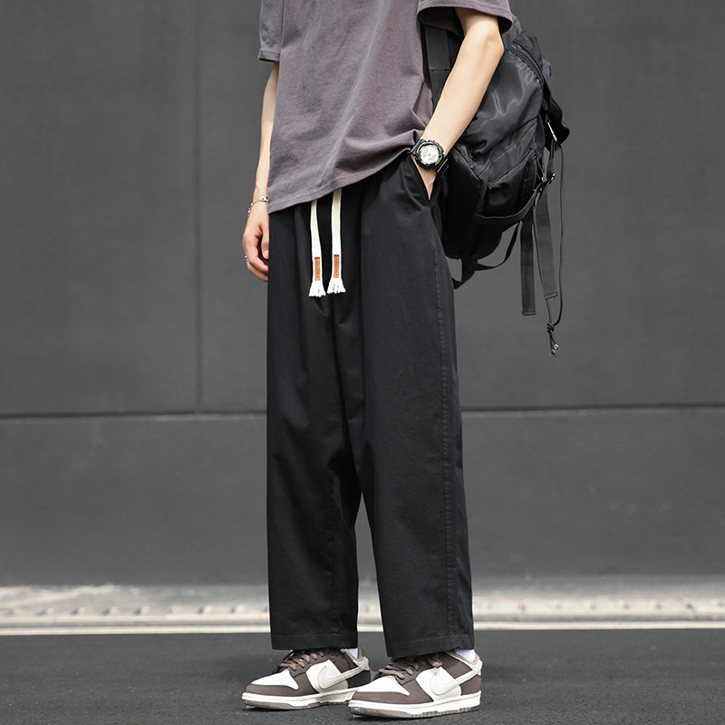 纯棉日系潮流运动裤子复古宽松直筒休闲九分裤子-A1073TP45控68,女装休闲裤,电商B241