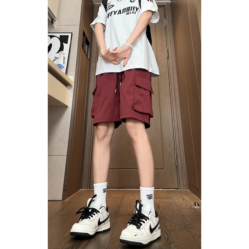 夏季休闲宽松直筒大口袋美式工装裤短裤五分裤子-A1056TP30控48图片