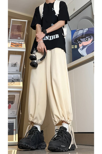 男士夏季潮牌风新中式裤子直筒阔腿系带束脚裤-A1067TP38 控59图片
