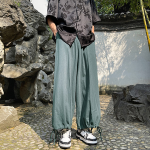 直筒宽松垂感高级风新中式夏季阔腿休闲长裤子-A1067TP38 控59图片