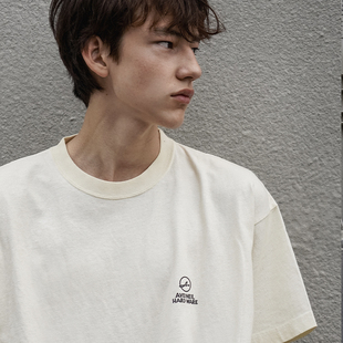 宽松半袖 T恤 Aveineil×Hardware联名 蚂蚁切赫印花脏洗短袖