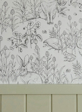 汪汪饰家Newbie瑞典进口墙纸儿童房卧室背景墙壁纸兔子7478 现货