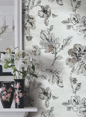 美国原装进口墙纸壁纸薇芙洛VB10600  VB10607 美式水墨花现货