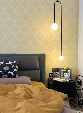 美国SBK原装进口El Paso库存壁纸 卧室美式黄色菱形格子现货墙纸