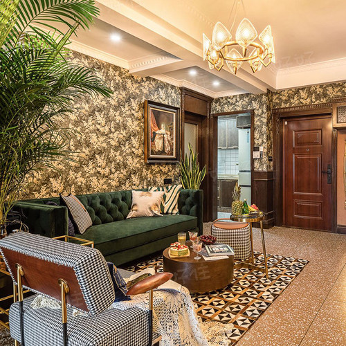 北欧轻奢油画无纺布卧室背景墙纸