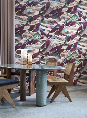 比利时ARTE原装进口 Manali 喜马拉雅山脉村落彩色抽象客厅墙纸