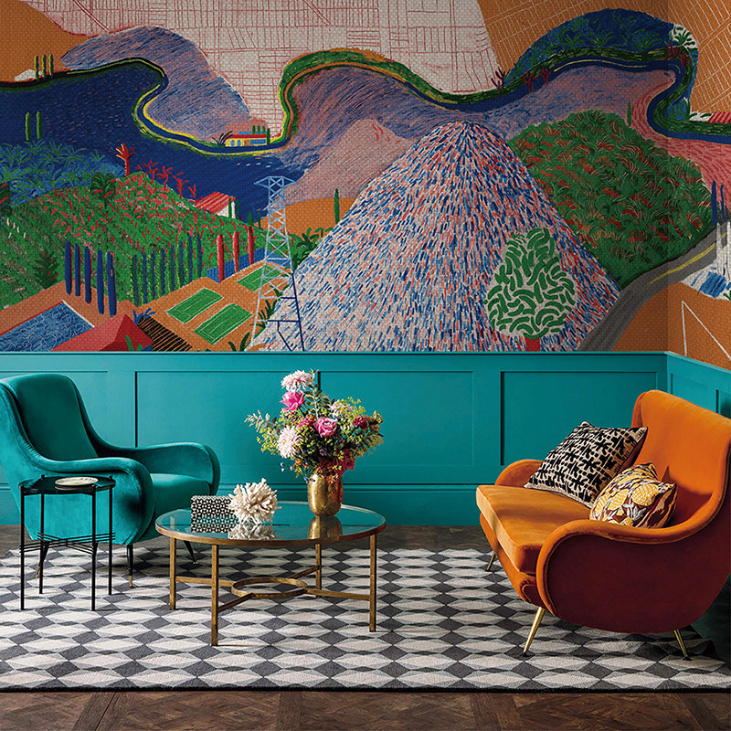 Hills蒙田田野上的麦穗现代卧室抽象墙纸无缝墙布壁画定制壁纸p