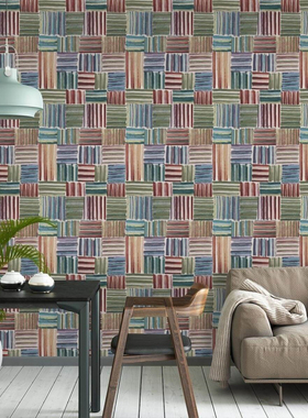 意大利原装进口正品墙纸 Palenque 格纹格子方块现代背景壁纸