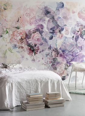 德国Komar壁画 现货清仓捡漏库存紫色梦幻大花卧室床头背景墙壁纸