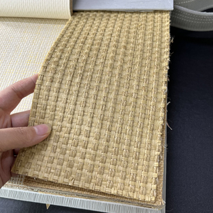 环保特殊纸编草编织墙纸麻袋片剑麻线茶室禅意古典中古老钱风壁纸