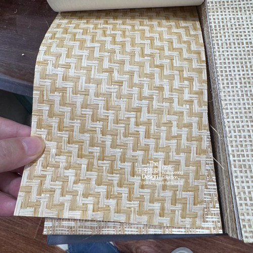 7号本环保特殊纸编草编织墙纸麻袋片茶室禅意古典中古老钱风壁纸