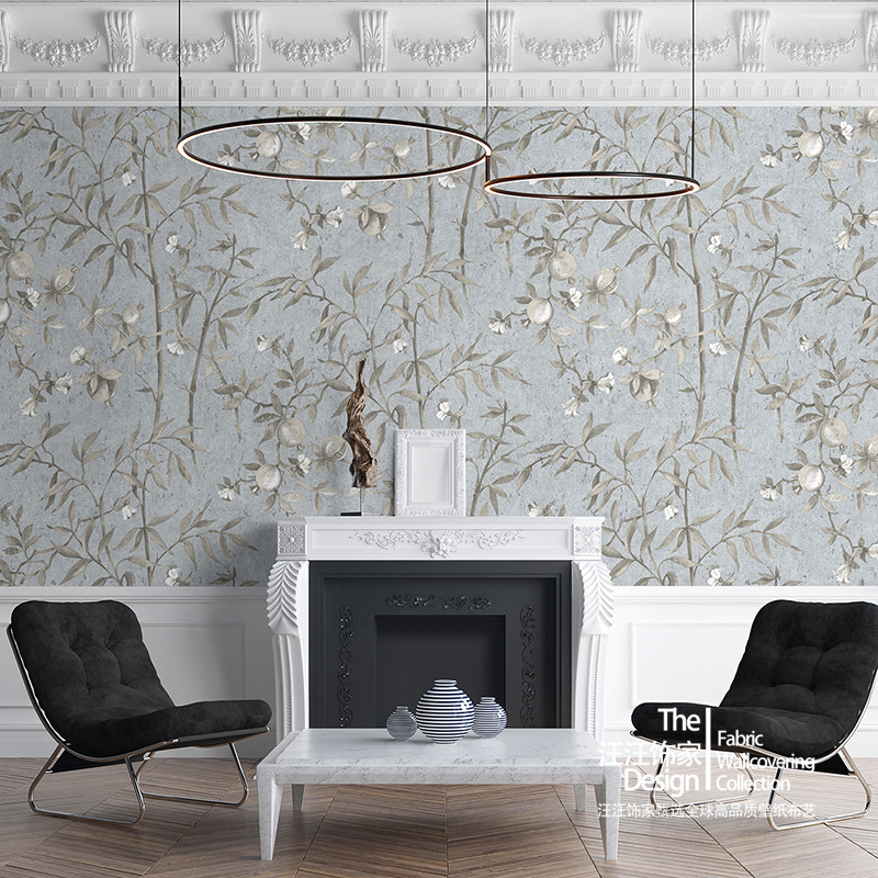 pomegranate garden新中式石榴果客厅 美式复古墙纸 无缝壁画定制