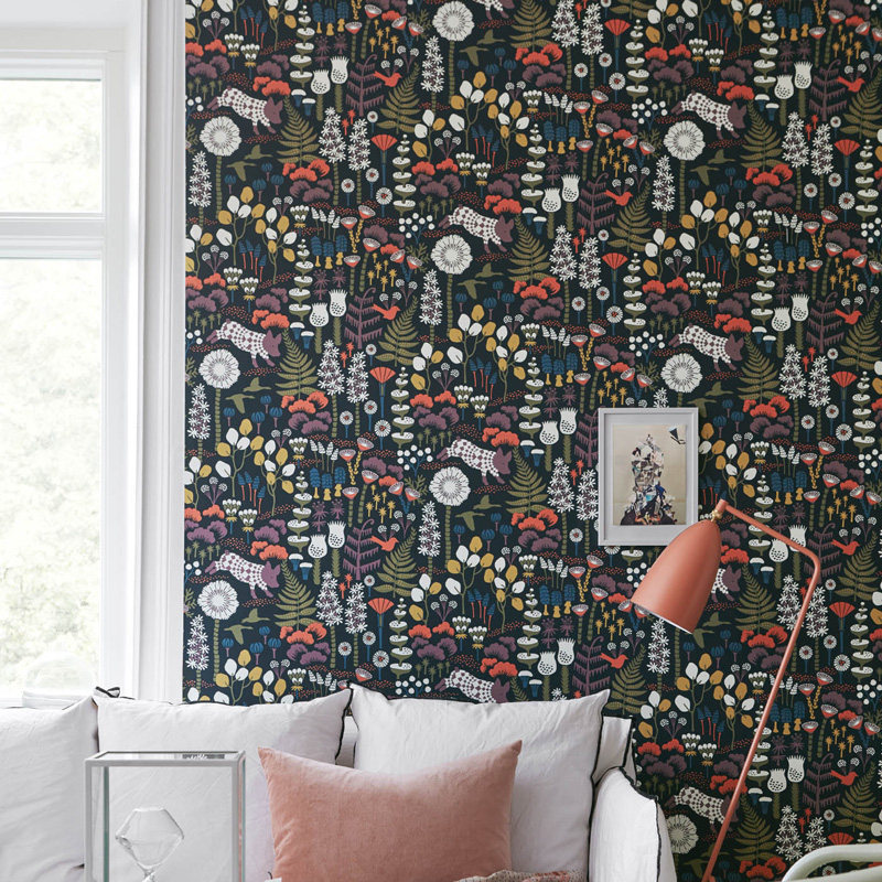 瑞典原装进口木纤维墙纸 1450 1452 插画背景墙壁纸植物北欧轻奢