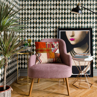 Mind the Gap原装进口复古几何瓷砖图案墙纸 轻奢菱形背景墙壁纸