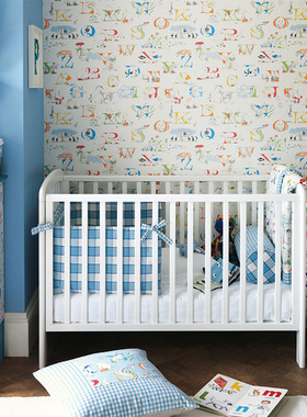 英国进口Sanderson墙纸儿童房字母动物壁纸 214023 214024 214025