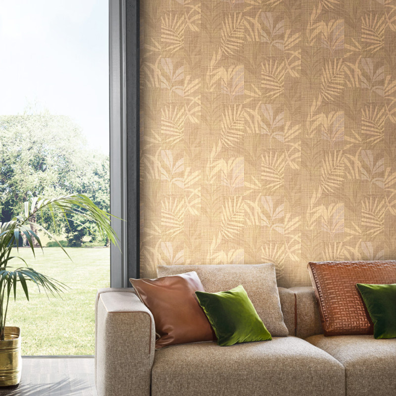 意大利trussardi楚萨迪7进口深压纹叶子壁纸现代轻奢背景墙纸现货