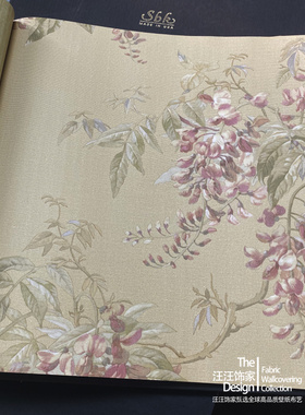 美国原装进口SBK墙纸Fort Pierce 皮尔斯 美式紫藤萝花AB搭配壁纸