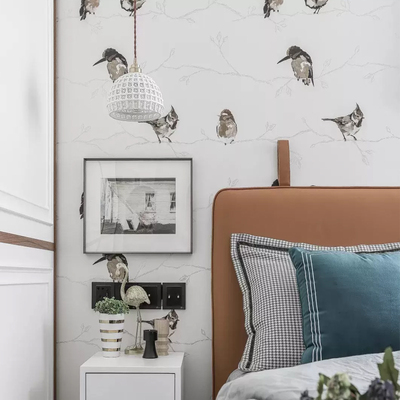 英国进口哈乐昆HARLEQUIN墙纸壁纸PERSICO北欧轻奢小鸟树枝好好住