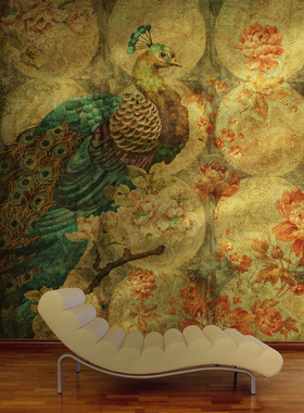 意大利Vanity原装进口壁纸玄关孔雀油画壁画WJE00591 00592 00593