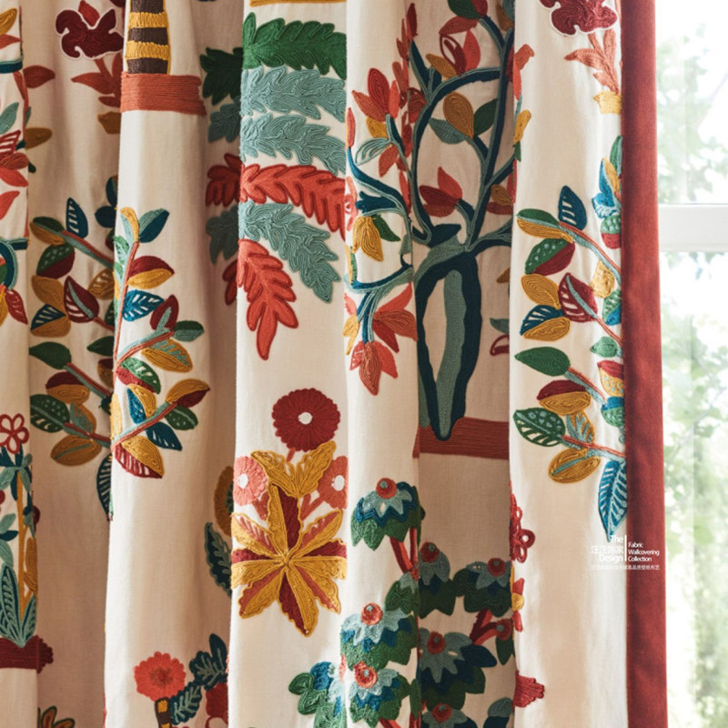 Nina Campbell 英国原装进口高端定制面料 刺绣窗帘沙发抱枕布料