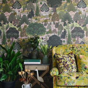 MIND THE GAP原装进口壁纸复古作旧建筑景树客厅客厅卧室背景墙纸