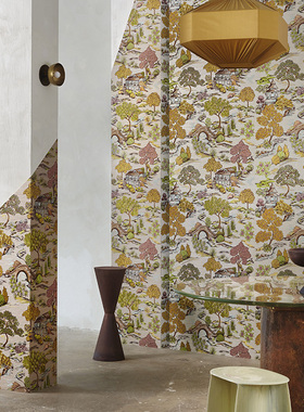 比利时ARTE原装进口GARDENS OF OKAYAMA日式花园刺绣剑麻墙纸壁纸