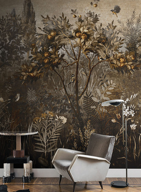 意大利Londonart进口订制壁画18058-1/2/3电视背景墙纸树林鸟壁纸