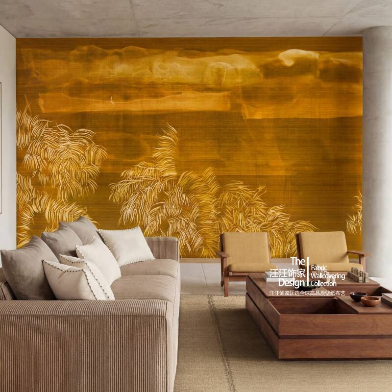 法国原装进口壁画 Madagascar Arrowroot Raw 原木风抽象背景墙纸