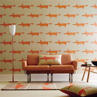 mrfox书房儿童房卧室民宿墙纸