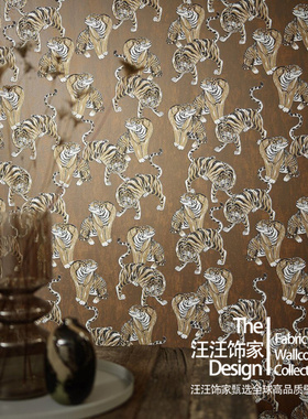 德国玛堡Marburg进口高级感颗粒墙纸老虎背景墙壁纸 32001 32002