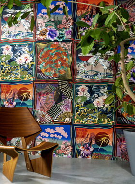 比利时ARTE 87250 87240-87242进口墙纸壁纸日式风情大花丝绸墙布