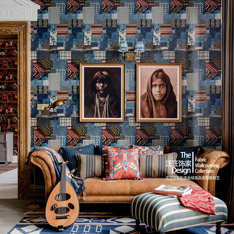 罗马尼亚原装进口壁纸 WOODSTOCK BORO 个性现代牛仔拼接背景墙纸