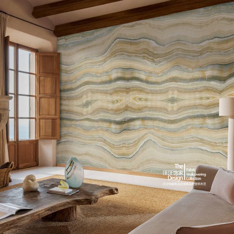 法国原装进口壁画 Lanzarote 现代简约石材波纹客厅沙发背景墙纸