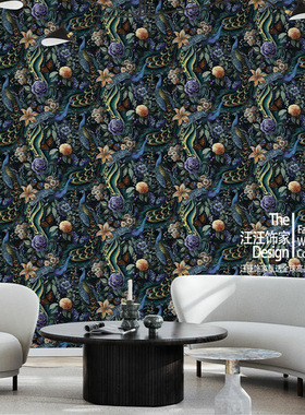 瑞典原装正品定制壁画Ferocious Feathers美式复古新中式孔雀壁画