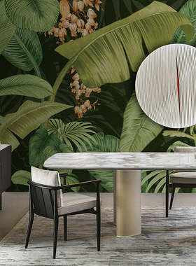 D热带雨林Tropical Rainforests 美式植物花叶定制无缝墙布壁画