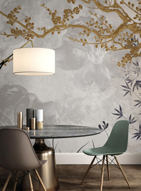 携香Wintersweet 新中式复古喜上眉梢花鸟定制壁画 客厅玄关墙纸