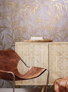 德国marburg原装进口City GLOW美式复古做旧树叶柳叶卧室墙纸壁纸