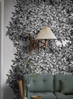 瑞典原装进口墙纸壁画 叶子 VIOLA GRÅSTEN HASSEL 沙发背景壁纸