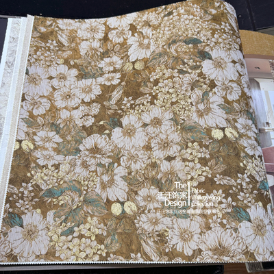 法式中国风轻奢无缝墙布小花