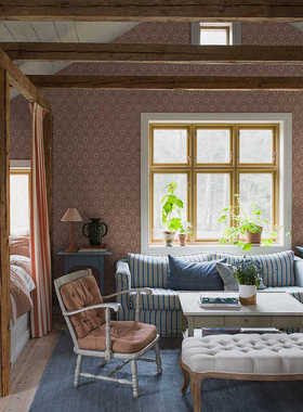 Rosehip瑞典原装进口壁纸 玫瑰果 复古北欧对称小花 餐厅背景墙纸