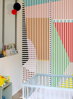 法国原装进口壁画 Diabolo现代简约北欧客厅卧室环保几何线条壁纸