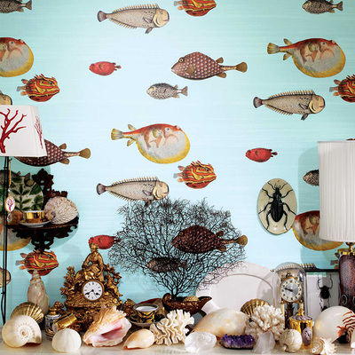 英国原装进口墙纸海豚背景