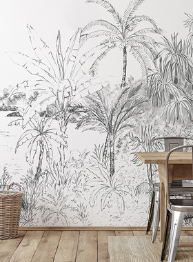 法国进口定制壁画Hanalei Patina 丛林简美轻奢客厅卧室背景墙纸