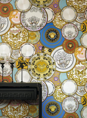 德国原装进口墙纸34901-1-2-3-4 轻奢瓷盘客厅卧室背景壁纸现货