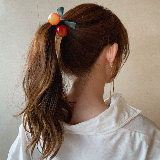 樱桃网红绑头发橡皮筋皮套头绳少女马尾丸子头发绳发圈小清新发饰