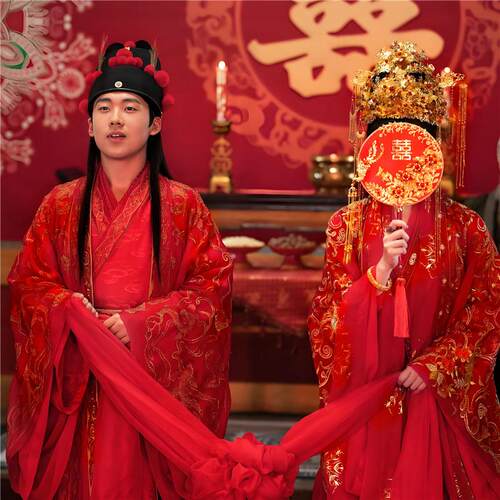 中式秀禾服出嫁古风婚礼扇子